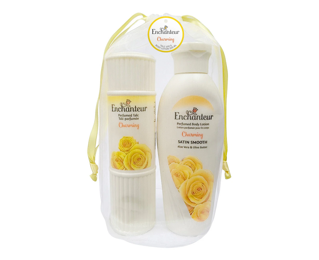 Enchanteur Charming Gift Bag Set 100gm Talc Powder and 200ml Body Lotion