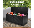 Livsip Outdoor Storage Box Bench 490L Cabinet Container Garden Organiser Deck Tool