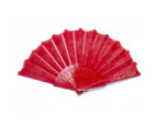Red Glitter Hand Fan Beautiful Colour Butterfly Design Fold Out Party - Red