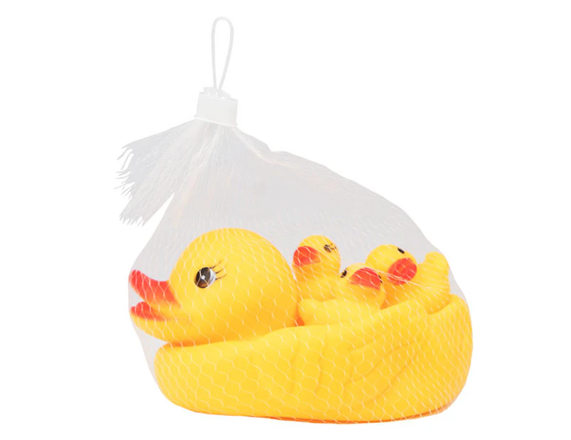 Ducky Set Of 4 Yellow Rubber Children Bath Toys Pretend Play - Yellow