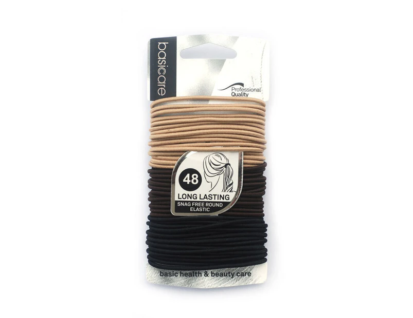 Basicare Multi Color Elastic Hair Bands Pack of 48 2mm - Multi