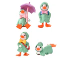 4Pcs/Set Animated Ducks Figurines Cartoon Plastic Exquisite Decorative Ducks Statue for Kids Green