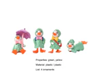 4Pcs/Set Animated Ducks Figurines Cartoon Plastic Exquisite Decorative Ducks Statue for Kids Green