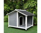 PawHub Wooden Pet Dog Kennel Timber Awning House Cabin Wood Log Box 100X91Cm