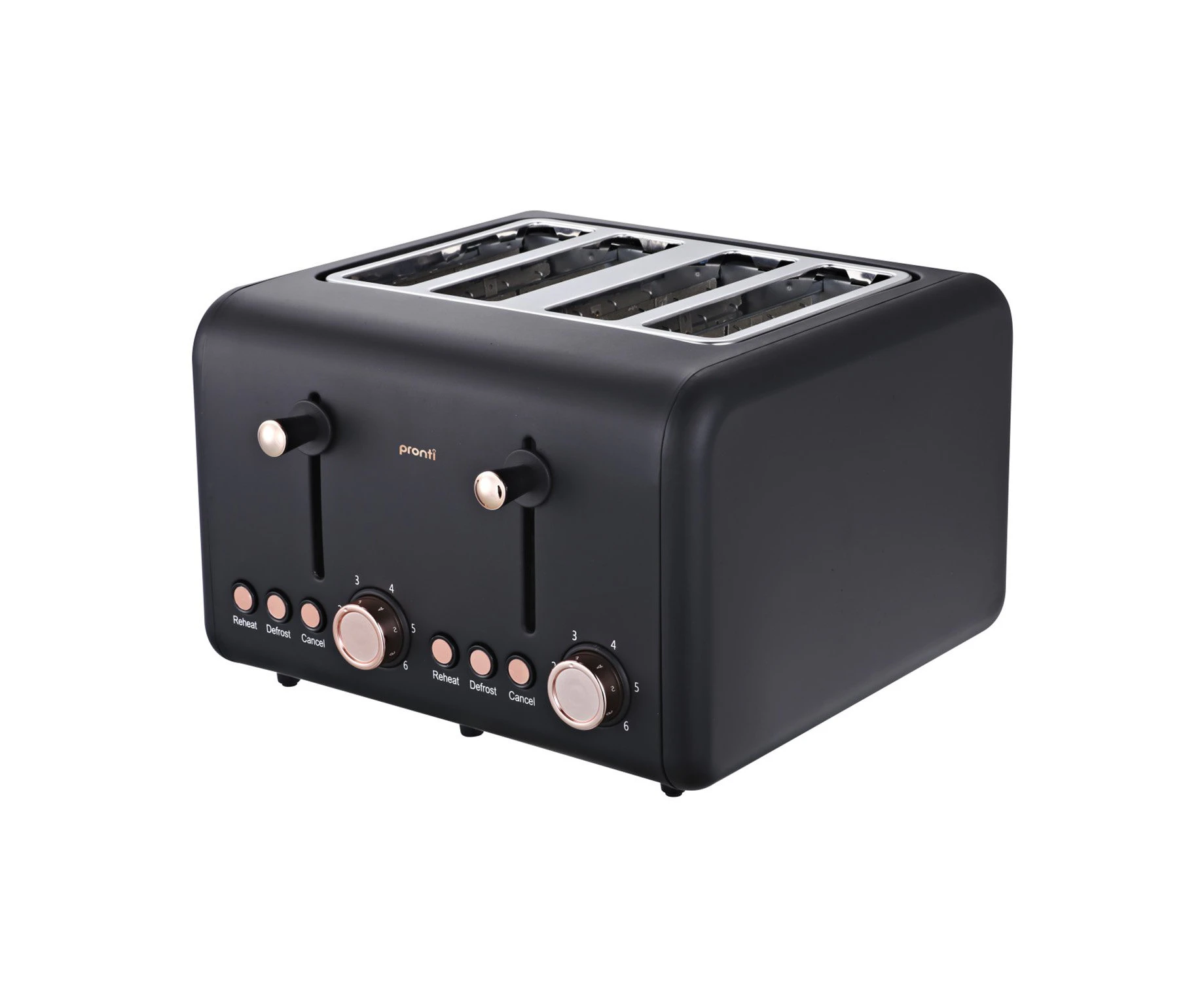 Pronti 4 Slice Toaster Rose Trim Collection - Black