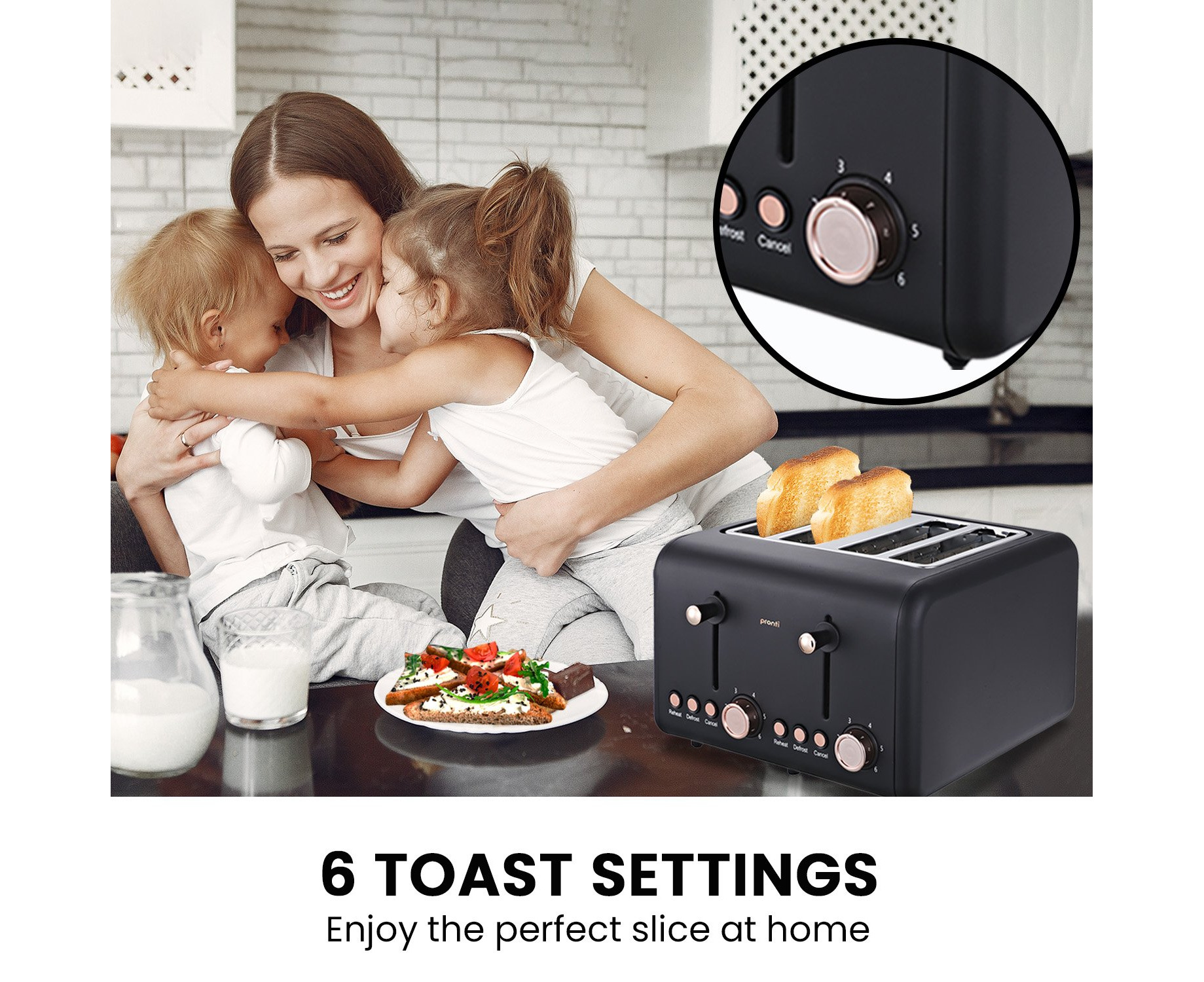 Smith & Nobel Stainless Steel Long 4 Slice Toaster With Anti-Jam