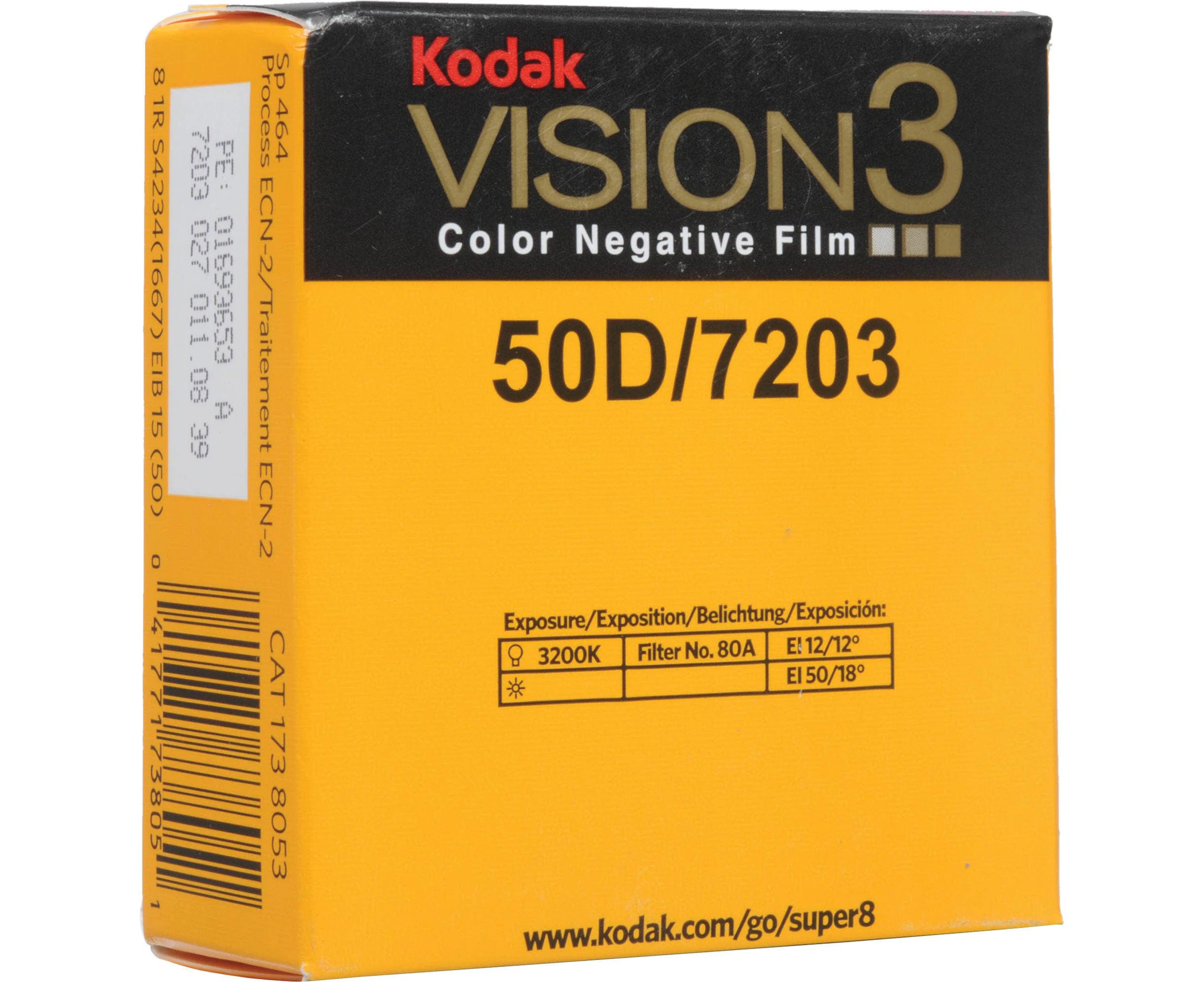 Kodak VISION3 50D Color Negative Film No 7203 (Super 8, 50' Roll)