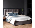 Gas Lift Storage Bed Frame with Vertical Lined Winged Bed Head in King, Queen and Double Size (Fossil Grey Velvet)