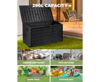 Livsip Outdoor Storage Box 290L Garden Cabinet Container Deck Tool Lockable Chest