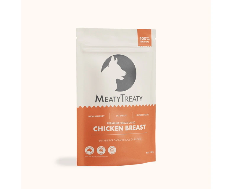 Meaty Treaty Freeze Dried Australian Chicken Breast Cat & Dog Treats 100g