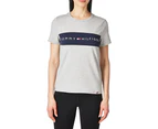 Tommy Hilfiger Sport Women's Colour Blocked Logo Tee / T-Shirt / Tshirt - Pearl Grey Heather