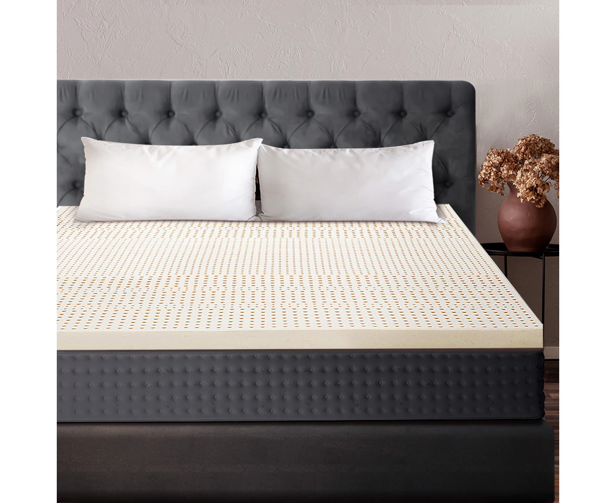 Mona Bedding Pure Natural Latex Mattress Topper Queen Size 7 Zone Underlay Protector Q 5cm Bed Pad