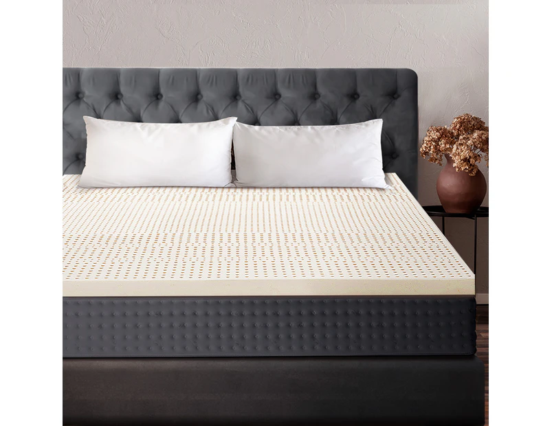 Mona Bedding Pure Natural Latex Mattress Topper Queen Size 7 Zone Underlay Protector Q 5cm Bed Pad