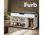 Furb Shoes Cabinet Bench Fabric Upholstered Shoe Storage Organiser MDF Shelf Shelves Cupboard Box WH