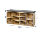 Furb Shoes Cabinet Bench Fabric Upholstered Shoe Storage Organiser Multi MDF Shelves Cupboard Box LG