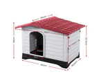 Taily Plastic Dog Kennel Outdoor Indoor Weatherproof Pet Puppy Dog House Large Red Anti UV Shelter