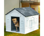 Taily Plastic Dog Kennel Outdoor Indoor Weatherproof Pet Puppy House Large Grey Anti UV Pet Shelter