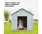 Taily Plastic Dog Kennel Outdoor Indoor Weatherproof Pet Puppy House Large Grey Anti UV Pet Shelter