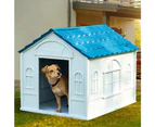 Taily Plastic Dog Kennel Outdoor Indoor Weatherproof Pet Puppy House Large Blue Anti UV Pet Shelter