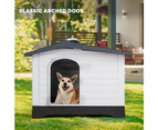 Taily Plastic Dog Kennel Outdoor Indoor Weatherproof Pet Puppy Dog House Large Grey Anti UV Shelter