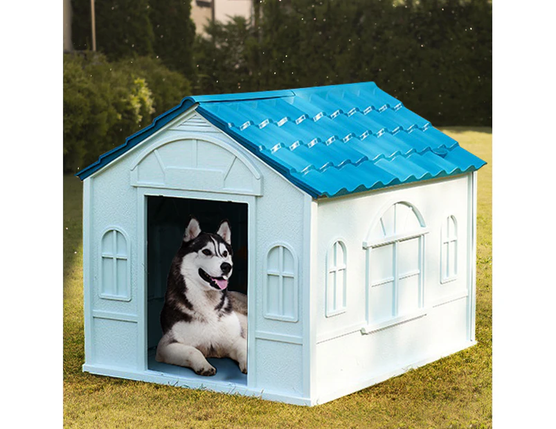 Taily Plastic Dog Kennel Outdoor Indoor Pet Puppy Dog House XL Extra Large Blue Anti UV Pet Shelter