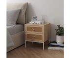 Rattan Cane Bedside Table with 2 Storage Drawers