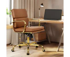 Furb Ergonomic Executive Eames Office Chair Height Adjustable Chair Gold/Brown