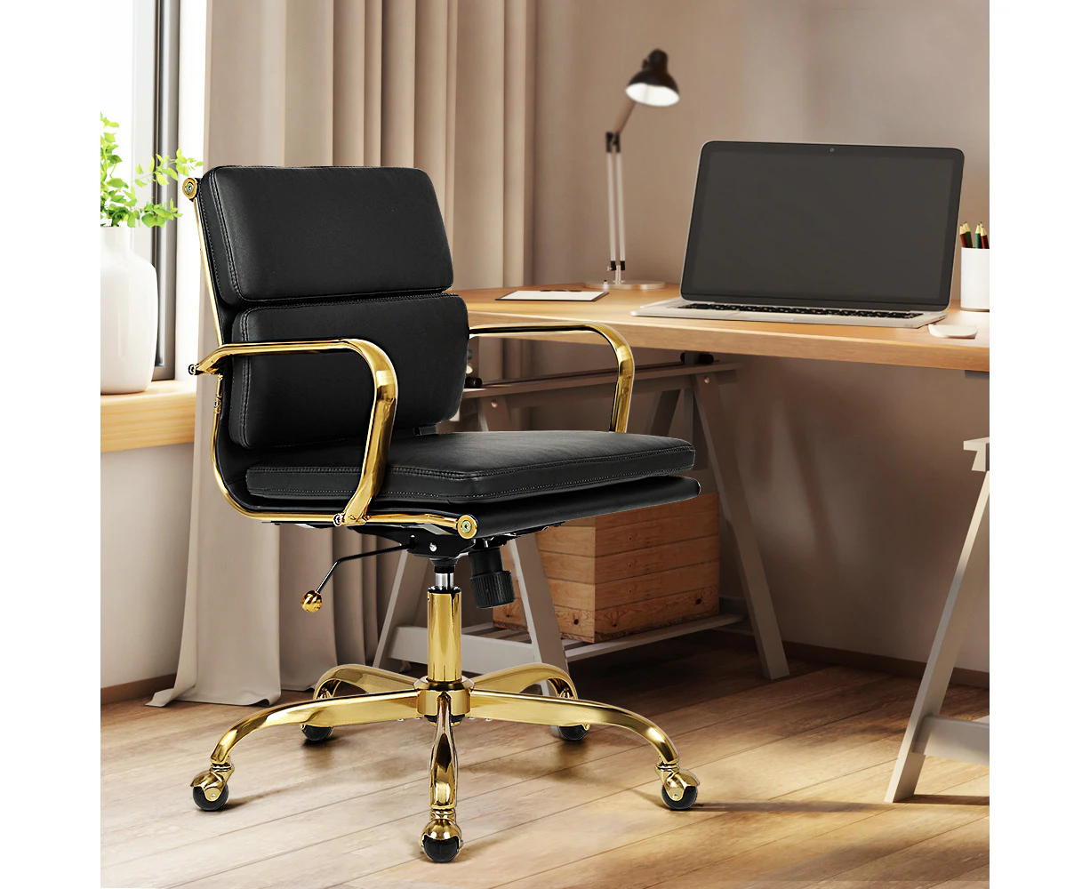 Furb Ergonomic Executive Eames Office Chair Height Adjustable Chair Gold/Black