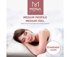 Mona Bedding 2x Natural Latex Pillows Standard Pillow Cover Bed Set Washable 12CM Thick Soft 60x40CM
