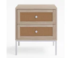 Rattan Cane Bedside Table with 2 Storage Drawers