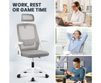 Furb Office Chair Computer Gaming Mesh Executive Chairs Seating Headrest White Light Grey