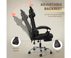 Furb Office Chair Executive Gaming Mesh Seating Ergonomic Support with Caster Wheel Footrest Black