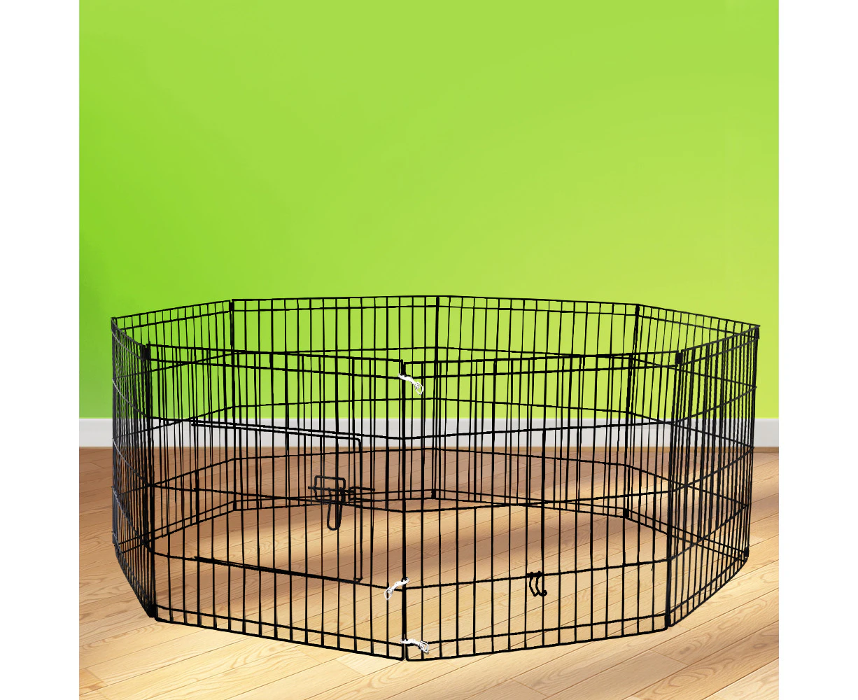 Taily 24" Dog Playpen 8 Panel Foldable Pet Fence Exercise Play Pen Cat Rabbit Puppy Cage Enclosure