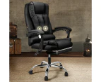 Furb Massage Office Chair Executive Gaming PU leather Seat Ergonomic Support Footrest Black