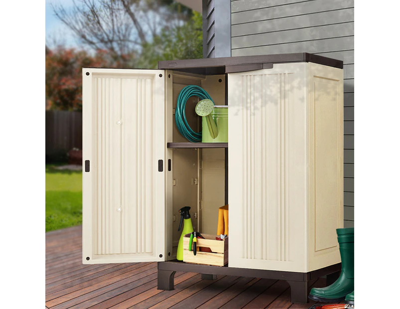 Groverdi Outdoor Storage Cabinet Box Adjustable Patio Sheds Lockable Backyard Tools Garage Organiser