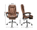 Furb Office Chair Executive Gaming PU leather Seat Ergonomic Support Caster Wheel Footrest Dark Brow