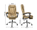 Furb Massage Office Chair Executive Gaming PU leather Seat Ergonomic Support Footrest Khaki