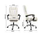 Furb Office Chair Executive Gaming PU leather Seat Ergonomic Support Caster Wheel Footrest White