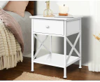 Bedside Table Wood Storage Cabinet Wooden Side Table - White