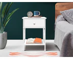 Bedside Table Wood Storage Cabinet Wooden Side Table - White