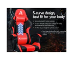 Alfordson Gaming Office Chair Extra Large Pillow Racing Executive Footrest Seat Black & Red
