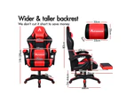 Gaming Office Chair Extra Large Pillow Racing Executive Footrest Seat - Red