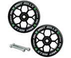 Mint Rolls 110mm Scooter Wheels - Black - Pair with Bearings and free Axles