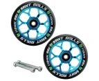 Mint Rolls 110mm Scooter Wheels - Blue - Pair with Bearings and free Axles