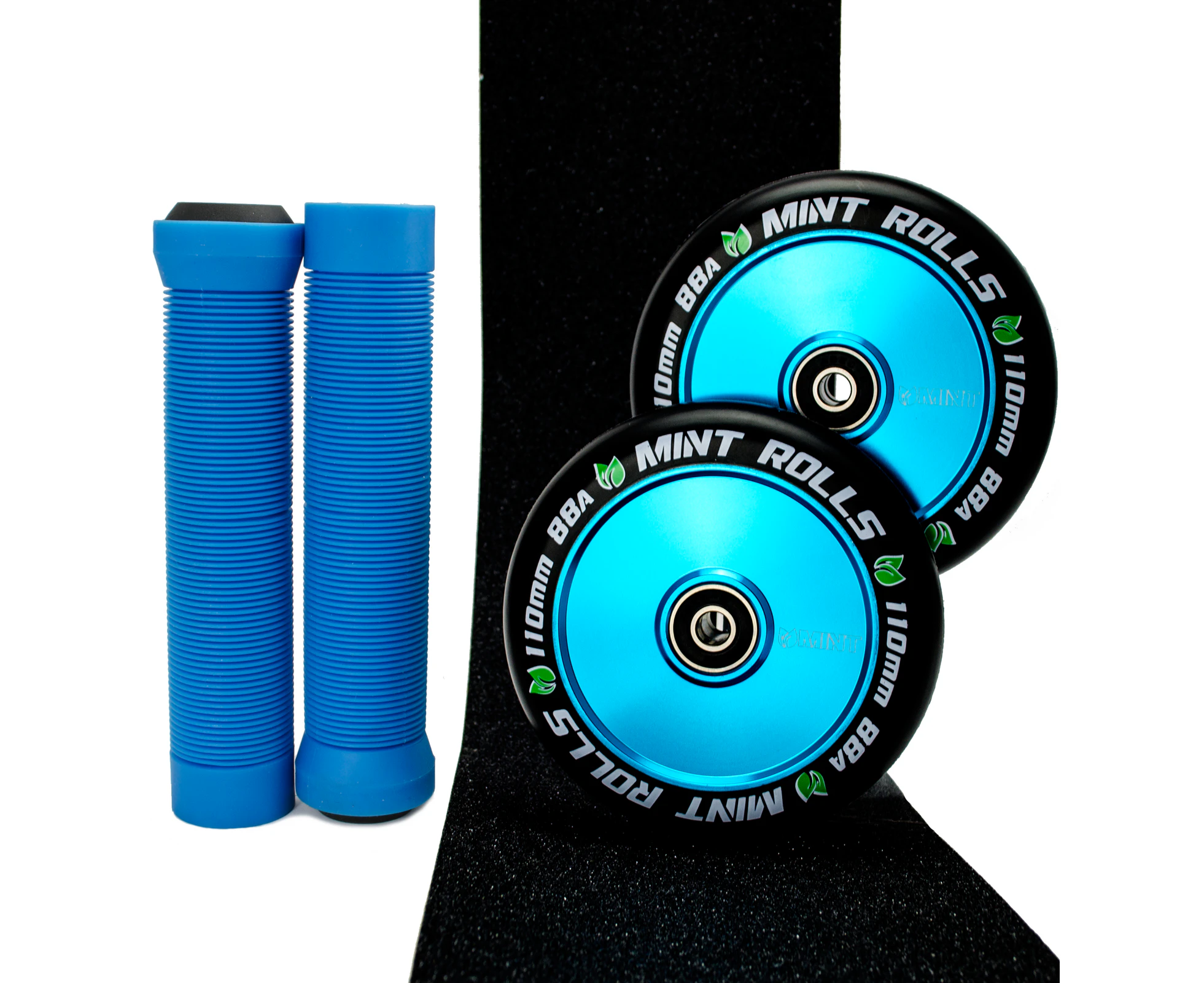 Mint Rolls 110mm Hollow Core Scooter Wheels Grips Tape Pack Blue