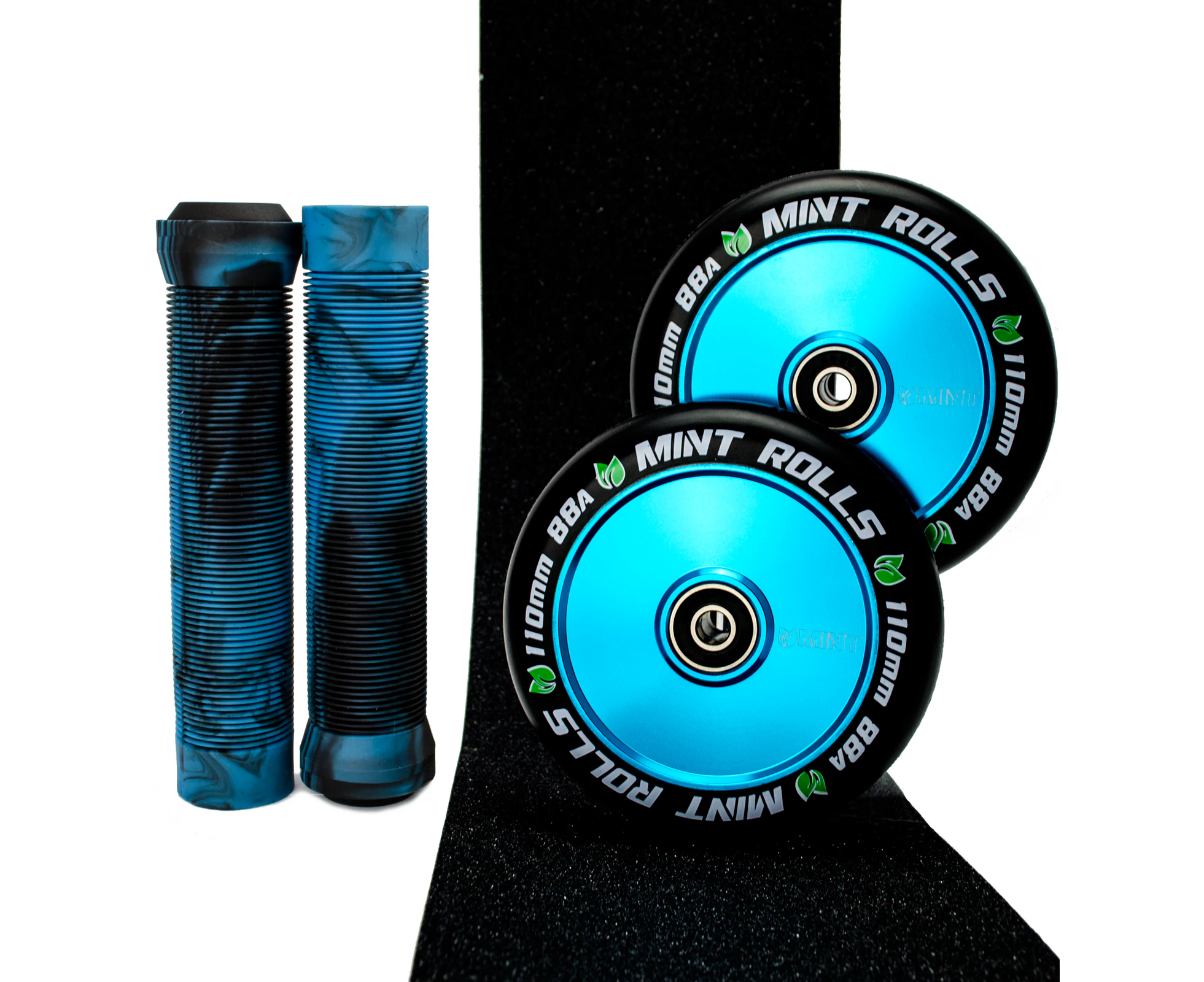 Mint Rolls 110mm Hollow Core Scooter Wheels Grips Tape Pack Blue/Aqua