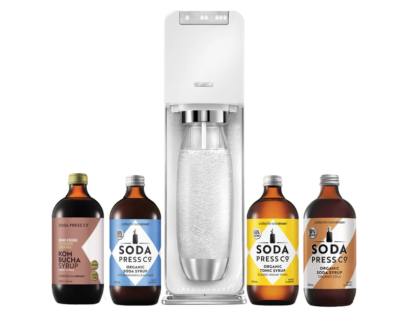 SodaStream Power Sparkling Drink Maker Bundle with Flavors - White