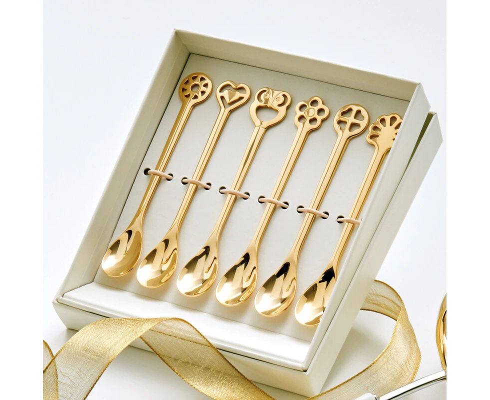 Bugatti Lucky Charm Set of 6 Moka Spoons - Gold