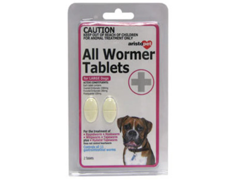All Wormer Tabletsfor Large Dogs 20kg - 2 Tabs (Aristopet)