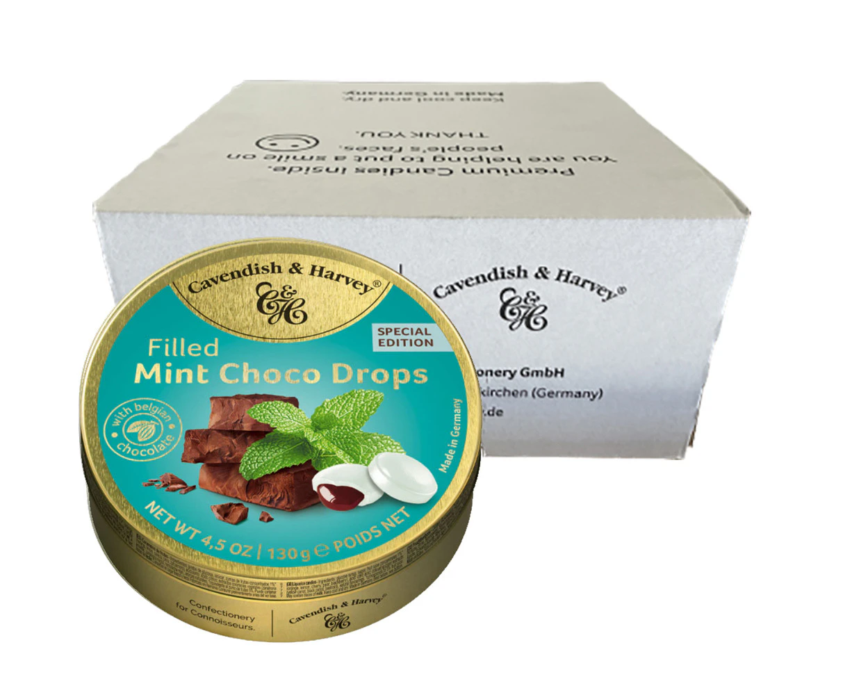 Cavendish and Harvey Filled Mint Choco Drops 130gm x 12